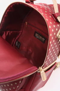 SCORE! Natalie Michelle Large Polka Dot Designer Backpack - Maroon and Gold