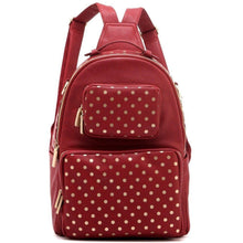 Load image into Gallery viewer, SCORE! Natalie Michelle Large Polka Dot Designer Backpackge - Maroon and Gold
